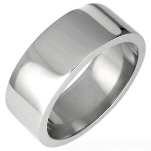 Oceľový prsteň lesklý, rovný s hranou 8 mm - Veľkosť: 69 mm