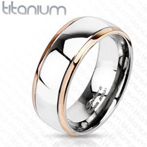 Titánový prsteň s okrajmi medenej farby a stredom striebornej farby - Veľkosť: 59 mm