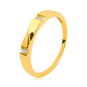 Zlatý prsteň 585 - číre zirkóny, lesklá vlnka, hladké ramená, 3 mm - Veľkosť: 60 mm